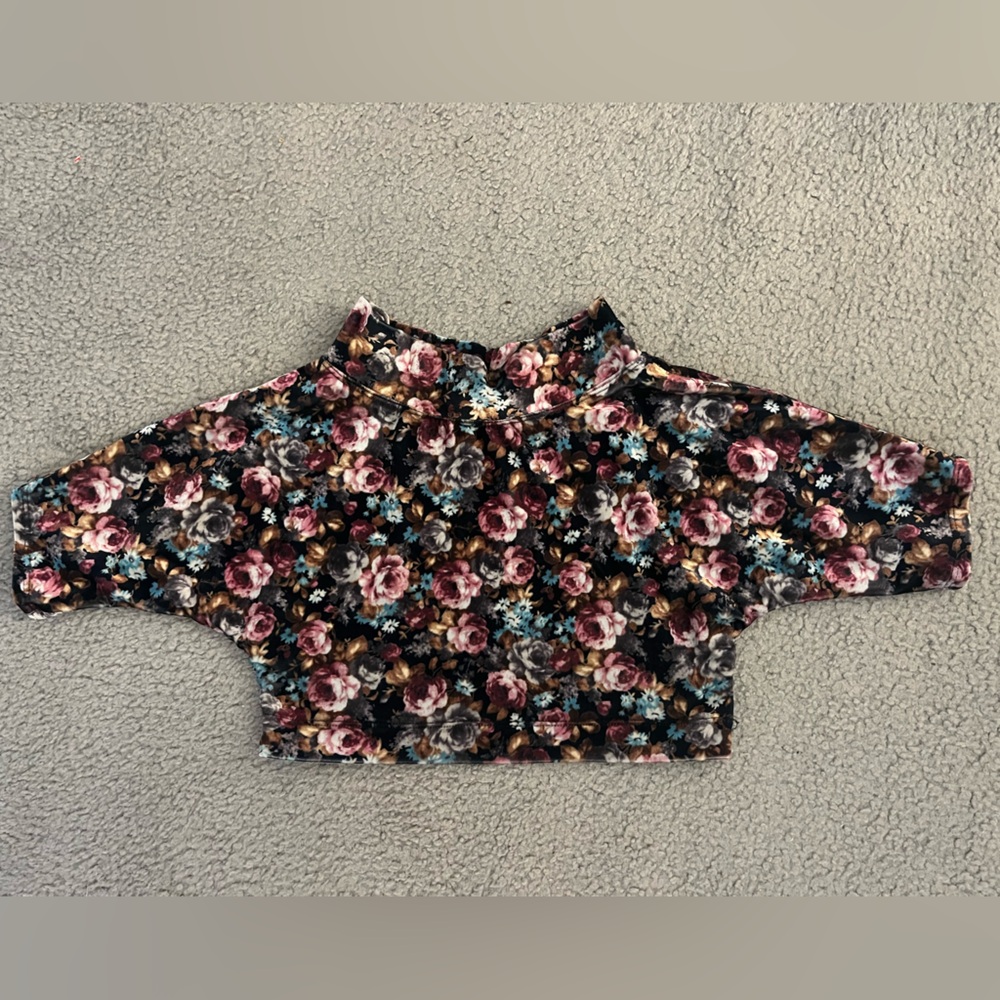 velvet cropped floral shirt